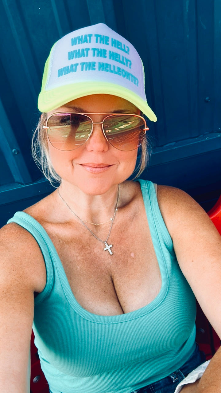 Trucker Hat - What the Helly Teal Puff