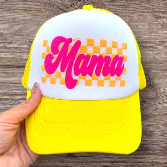 Trucker Hat -  "Mama" Yellow Hat